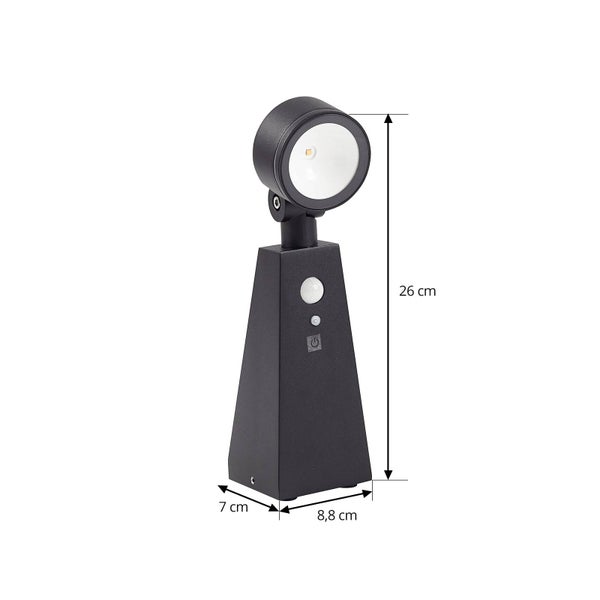 Lindby LED Solarleuchten Raide mit Bewegungsmelder (spritzwassergeschützt (Modern) in Schwarz aus Aluminium (1 flammig, ) - Solarlampe Solarleuchte Garten