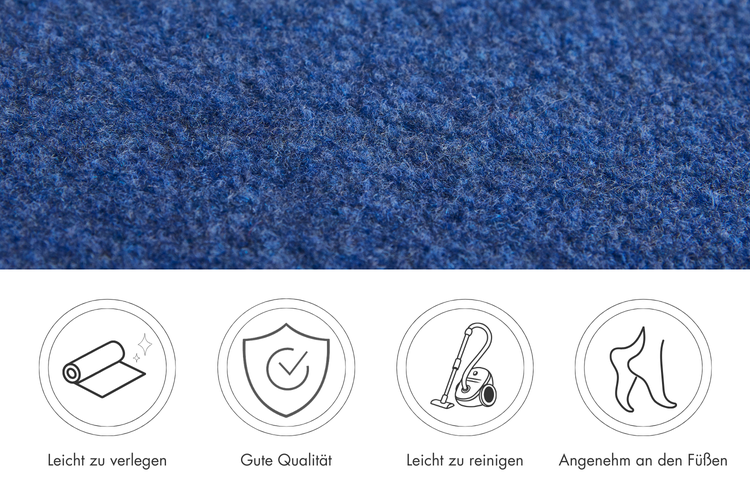 Gefalteter blauer Filzstoff mit Symbol für gefalteten Versand.