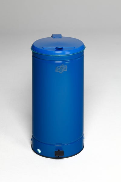 PROREGAL Großvolumiger Abfallsammler Mit Fußpedal 66 Liter HxBxT 80 x 43 x 43 cm Verzinkter Stahl Blau