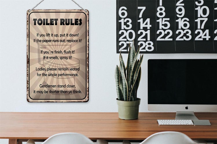 Blechschild Spruch 20x30cm toilet rules if you lift it up