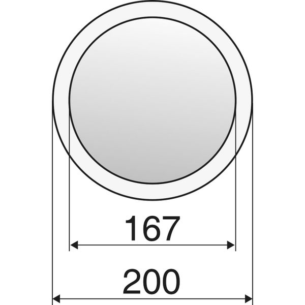Technische Zeichnung eines runden Objekts mit den Maßen 167 und 200