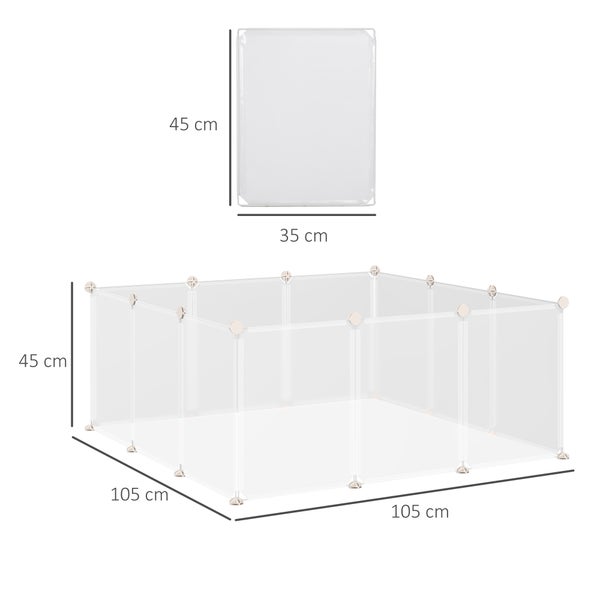 PawHut Gittergehege, Freigehege, 105 x 105 x 45 cm, Metall PP-Harz, Weiß