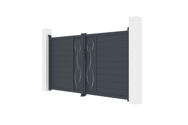 Doppelflügeltor aus Aluminium 3m LIFE 300B160 Grau