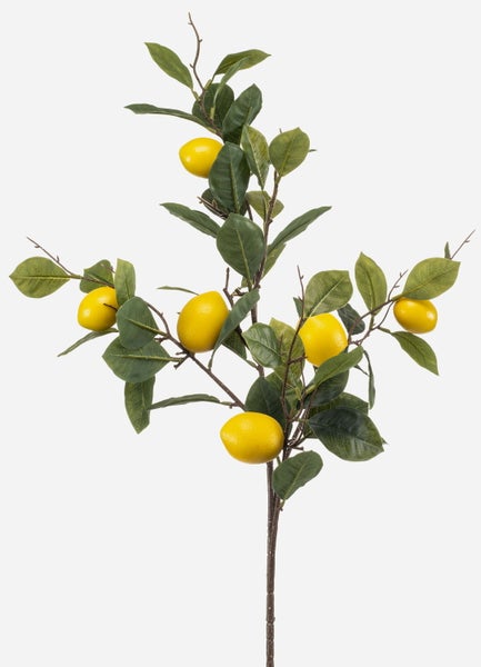 Künstlicher Zitronenzweig QUEOSHA mit Früchten, gelb, 95cm - Kunststoff Zweig