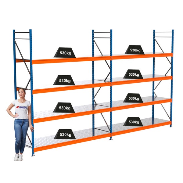Lagerregal mit mehreren Ebenen und Lasten von 530 Kilogramm