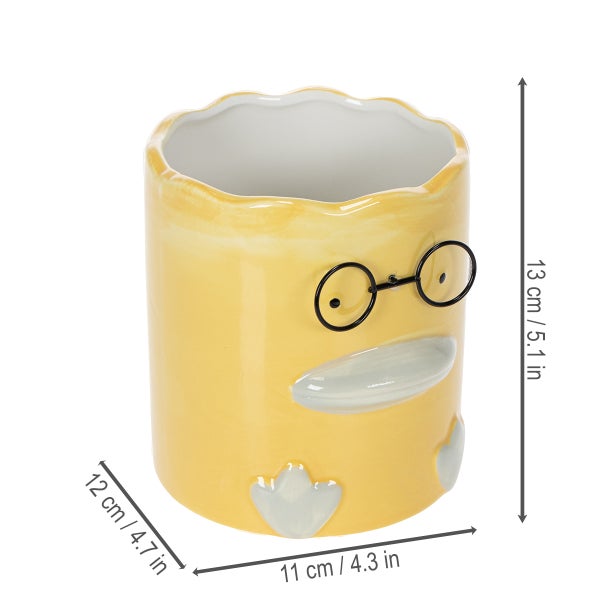 Dekorative Pflanzschale in Entenform mit Brille, Höhe 13 cm