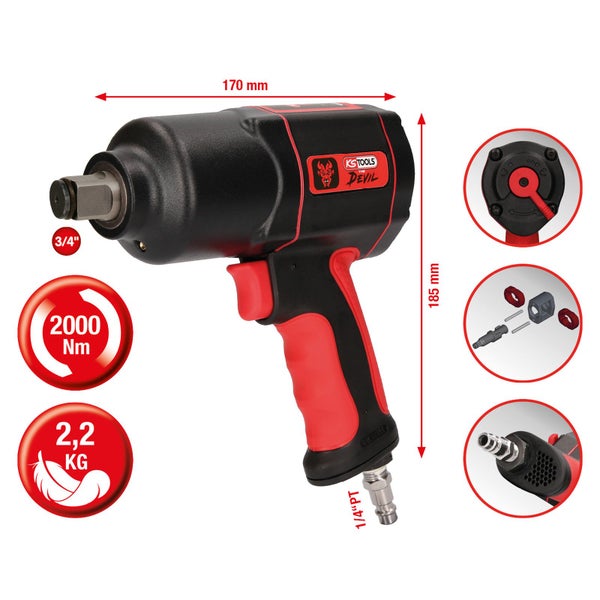 KS TOOLS 3/4 The Devil Hochleistungs-Druckluft-Schlagschrauber 2.000 Nm - 515.3400