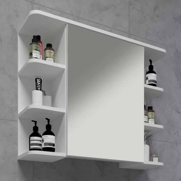 Holz Badmöbel Spiegelschrank Spiegel Ablage Nilosi