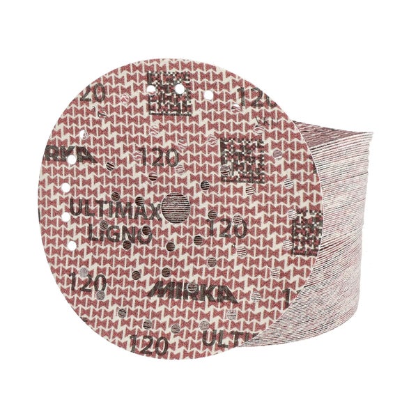 Mirka Ultimax Ligno Ø 150mm Schleifscheiben Klett Multifit / Korn 120 / 100 Stück / Multi-Lochung / zum Schleifen von Holzoberflächen