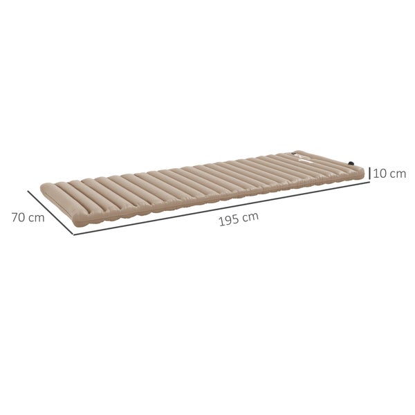 Outsunny Camping Isomatte, Luftmatratze mit Fußpumpe, wasserabweisend Luftbett mit Tragetasche, Schlafmatte für Garten, bis 120 kg belastbar, Khaki