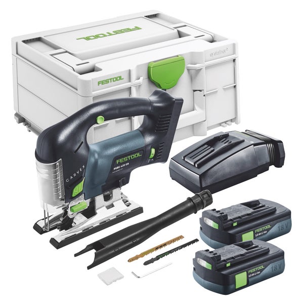 Festool CARVEX PSBC 420-Basic Akku Pendelstichsäge 18 V 120 mm Brushless + 2x Akku 3,0 Ah + Ladegerät + Systainer
