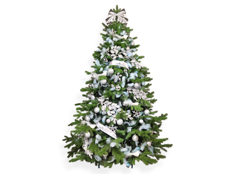 LAALU Set Weihnachtskugeln 131 Stück in Luxusbox HEAVENLY SILVER für Weihnachtsbäume 240-270 cm