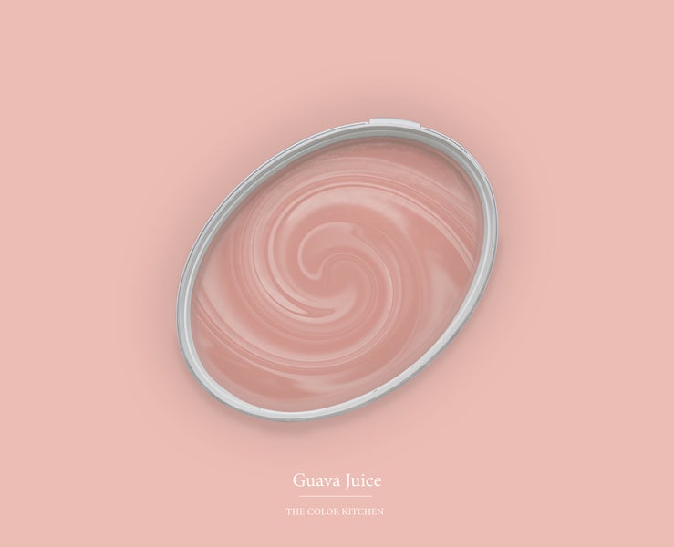 Ovaler Eimer mit verwirbelter Wandfarbe im Farbton Guava Juice von The Color Kitchen.