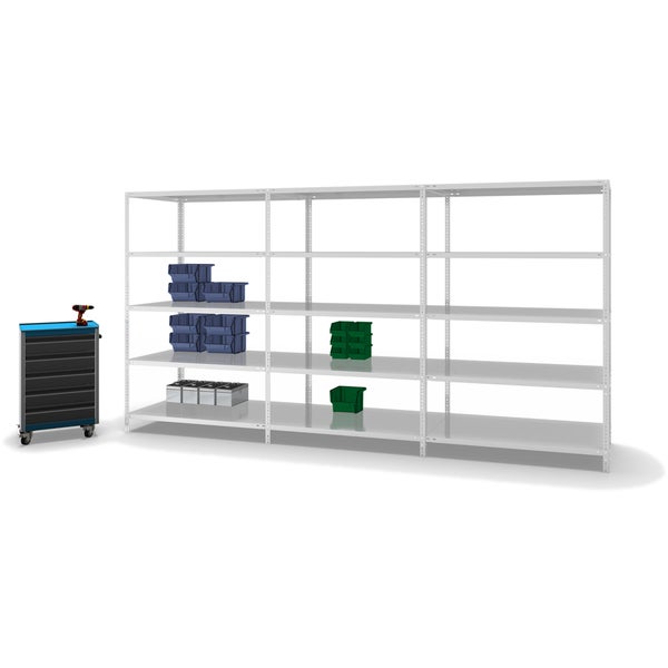 PROREGAL Fachbodenregal Schraubsystem Medium-Duty Grundregal HxBxT 200 x 130 x 80 cm 5 Ebenen Fachlast 200 kg Beidseitig Nutzbar Lichtgrau