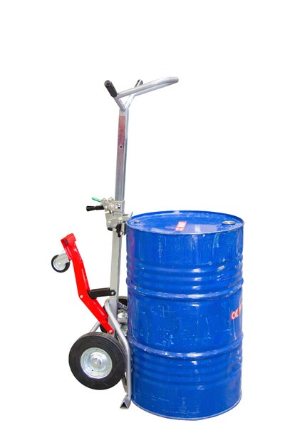 Fassheber mit blauem Fass