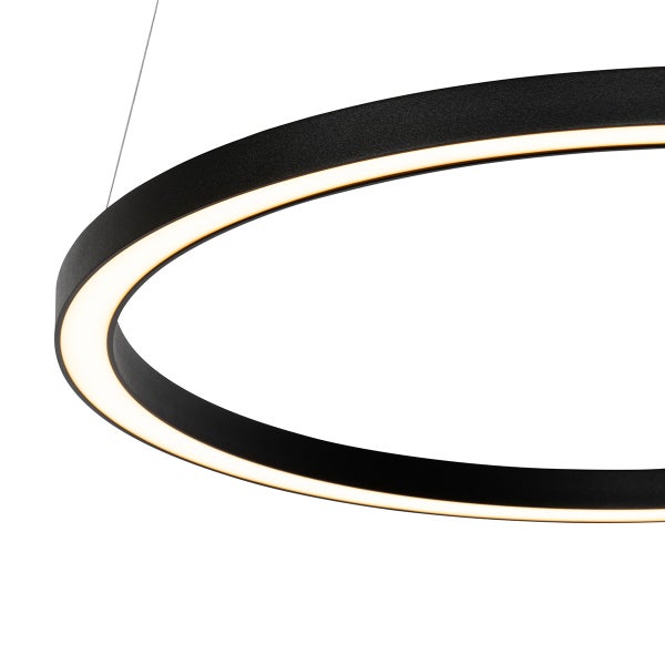 Runde LED Hängeleuchte mit schwarzem Rahmen