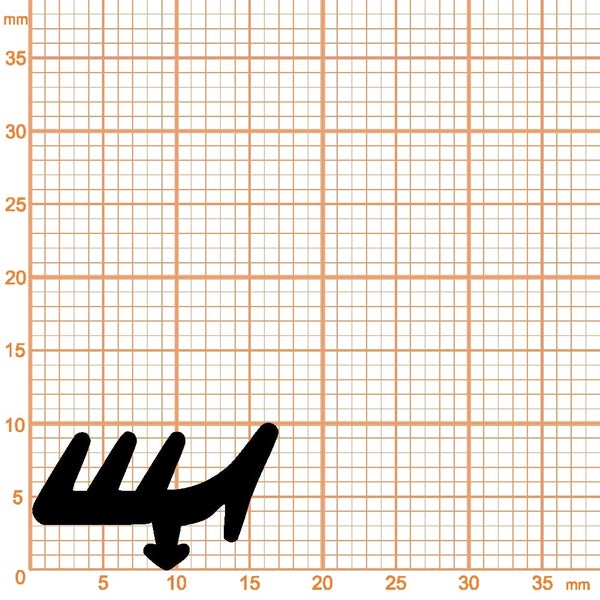 Querschnitt eines Dichtungsprofils auf Millimeterpapier, Breite circa 15 Millimeter, Höhe circa 10 Millimeter.