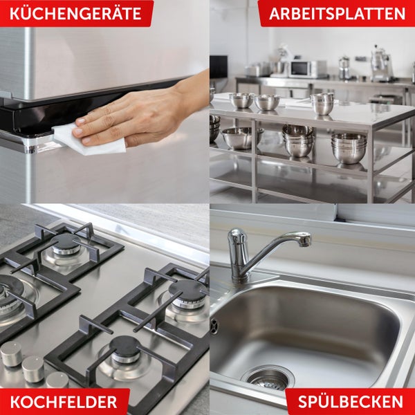 Nordicare Edelstahlreiniger [500ml] Edelstahlpflege Spray für effektive Reinigung I Löst Fett und Verunreinigungen I Edelstahl Reiniger professionell, Eloxal Reiniger