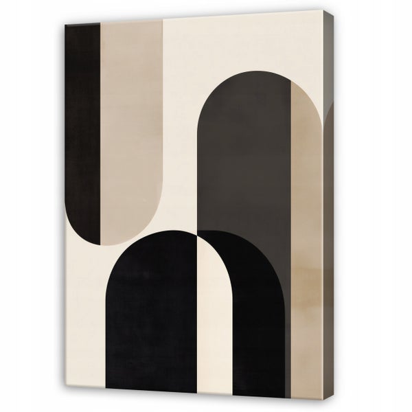 Wandbild auf Leinwand mit abstraktem geometrischem Motiv aus Bögen und vertikalen Formen im minimalistischen Design