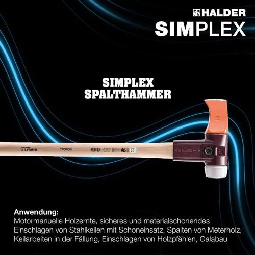 Halder SIMPLEX-Spalthammer mit Stahlgussgehäuse und Hickorystiel Ø 60 mm inkl. Lederschneidschutz - 3007.160