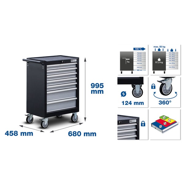 BGS Werkstattwagen 7 Schubladen Motor-Einstellwerkzeug-Sätze - 6076