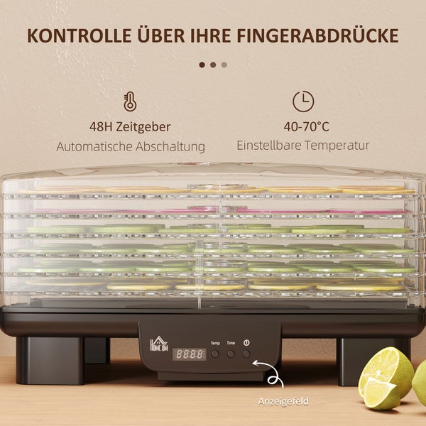 Lebensmittel Dörrgerät mit Zeitschaltuhr und Temperatureinstellung