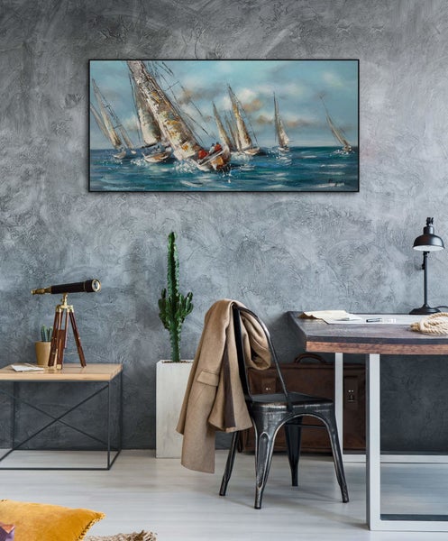 Handgemaltes Gemälde Acrylfarbe 120x60cm Blau