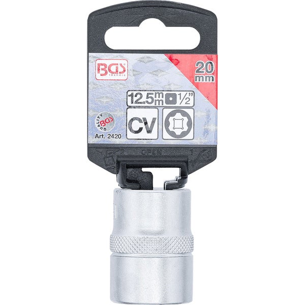 BGS Steckschlüssel-Einsatz Super Lock Antrieb Innenvierkant 12,5 mm (1/2) SW 20 mm - 2420