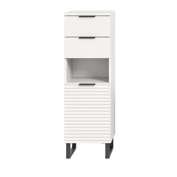 Riff Badschrank 2 Schubladen 1 Tür 1 Fach weiß. 35 X 34 X 110 cm