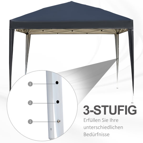 Outsunny Pavillon ca. 3x3m, wasserabweisend Stabil Winterfest Pop-up Faltpavillon, UV Schutz, Faltbar Partyzelt Gartenzelt mit Tasche, Gartenpavillon für Camping Garten, Schwarz