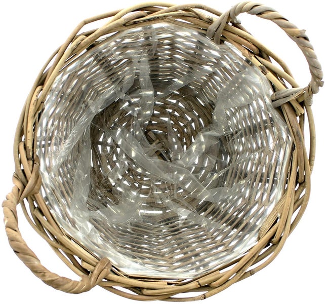Dekoleidenschaft Pflanzkorb Rattan klein, Ø 30x23 cm Blumentopf, Pflanztopf, Pflanzkübel für Draußen, Blumenkübel