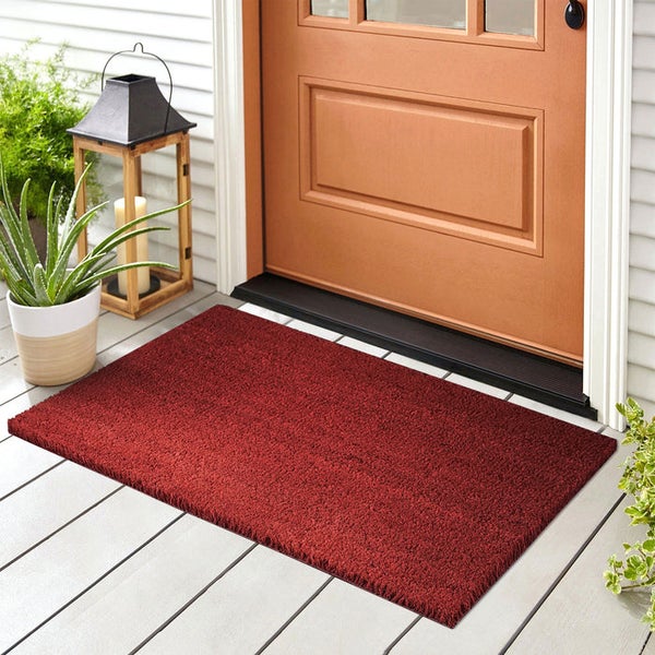 FLOORDIREKT Fußmatte Kokos - Eingangsmatte aus Kokos - Fußabtreter - Rot - 30 mm - 80 x 100 cm