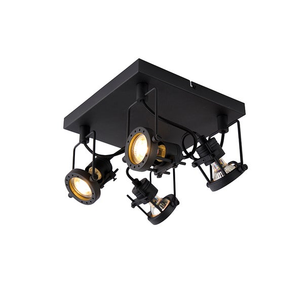 Schwarze Deckenleuchte mit vier Strahlern