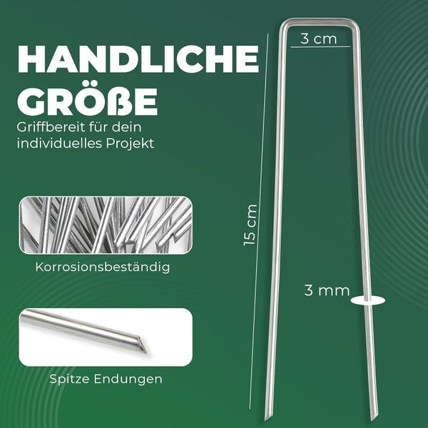 Erdanker aus Metall, 15 Zentimeter hoch, 3 Zentimeter breit, 3 Millimeter stark. Korrosionsbeständig mit spitzen Enden für Gartenprojekte.