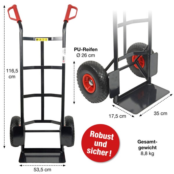 Sackkarre mit Polyurethanreifen, Durchmesser 26 cm, Gesamtgewicht 8,8 kg