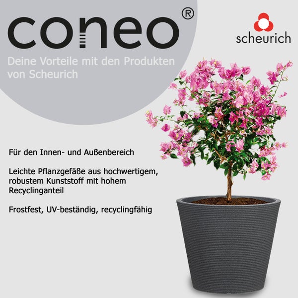 Scheurich Coneo 30, Pflanzgefäß/Blumentopf/Pflanzkübel, rund,  aus Kunststoff Farbe: Schwarz-Granit, 28,5 cm Durchmesser, 24,3 cm hoch, 10 l Vol.