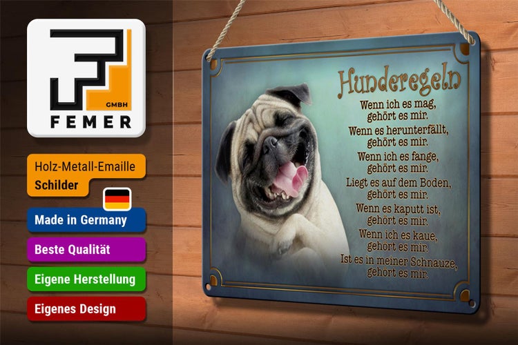 Blechschild Spruch 30x20cm Hunderegeln wenn ich es mag