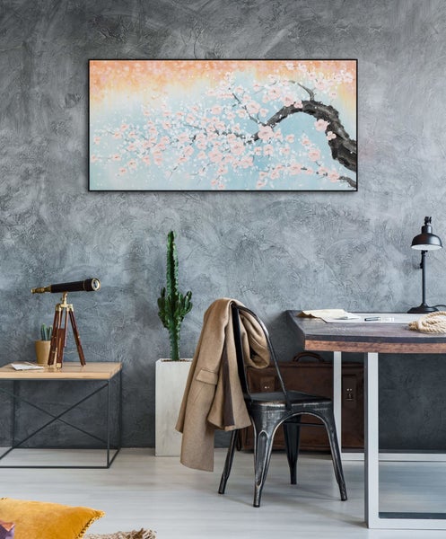 Handgemaltes Gemälde Acrylfarbe 120x60cm Blau