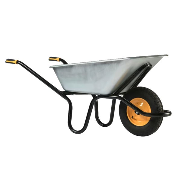 Schubkarre aus Metall mit einem Rad und Griffen
