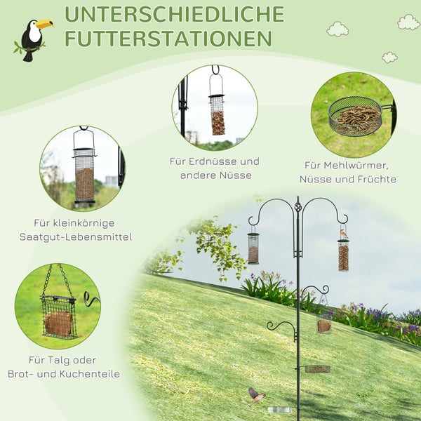 PawHut Vogelfutterspender, 54,5L x 54,5B x 208H cm, Stahl, Schwarz