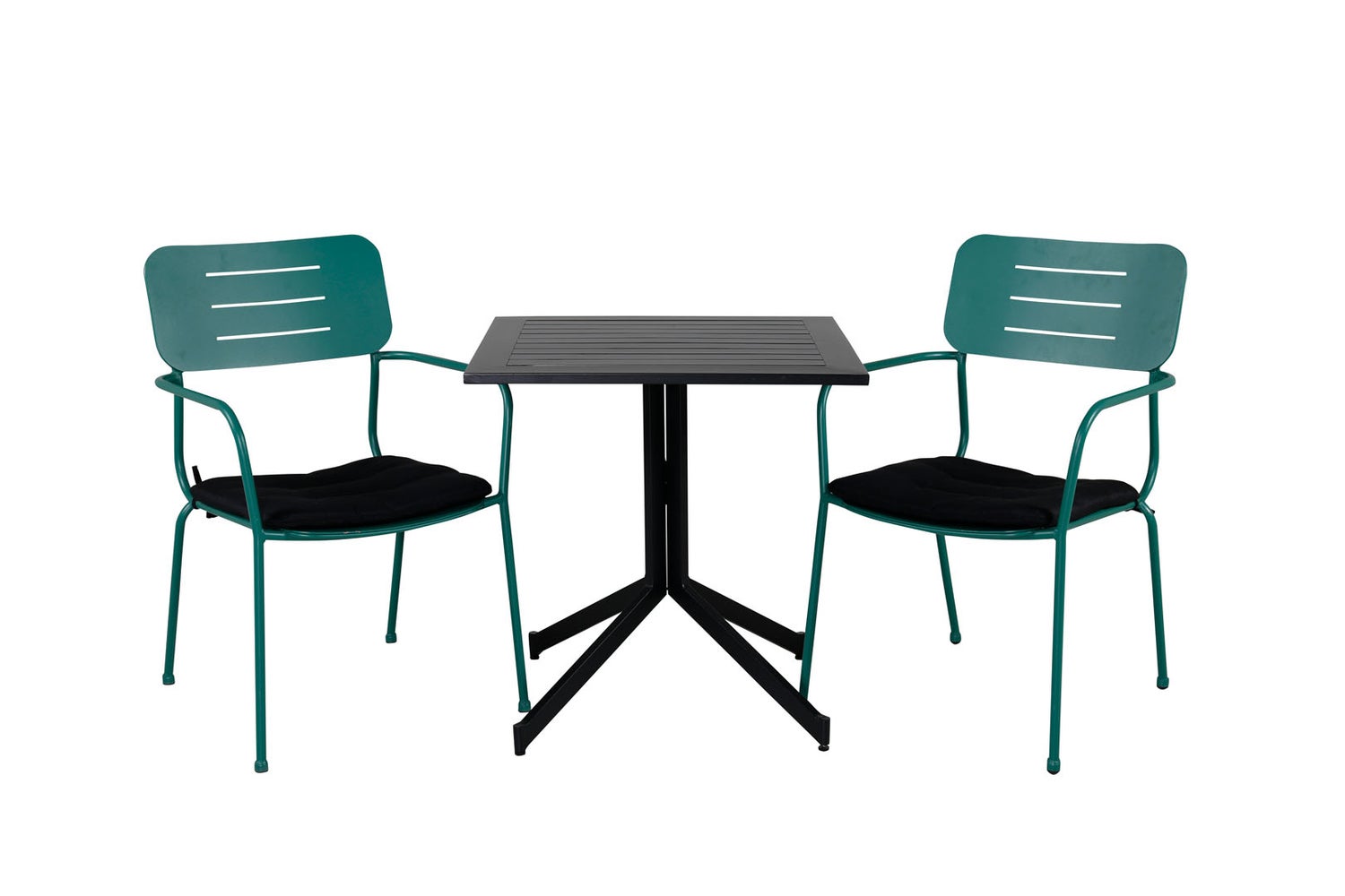 Way Gartenset Tisch 70x70cm und 2 Stühle Nicke grün, schwarz.