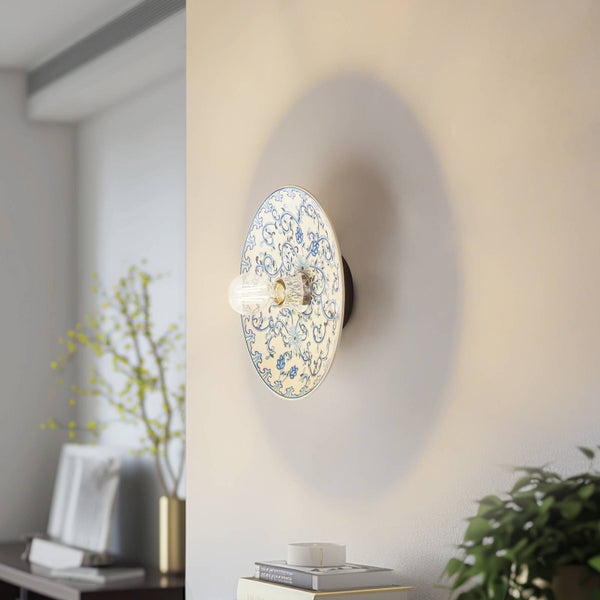 Lucande Wandleuchte, Wandlampe Innen Faelira (Retro Vintage Antik) in Weiß aus Keramik (1 flammig E27) - Wandstrahler Wandbeleuchtung Schlafzimmer / Wohnzimmer Wohnzimmerleuchte