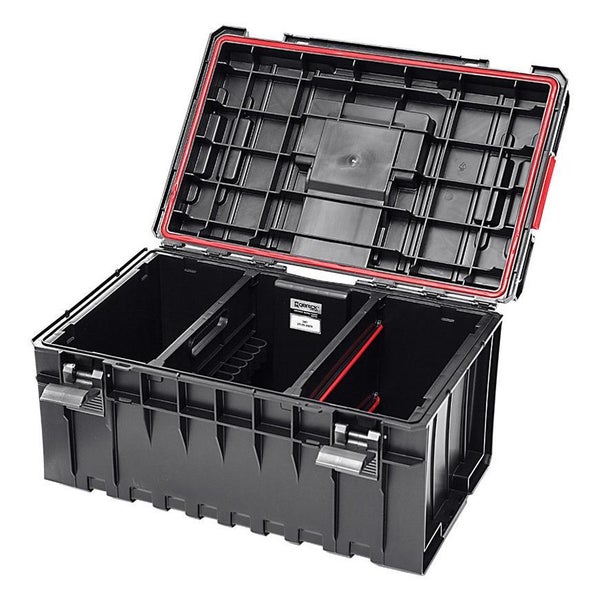 PROREGAL QBRICK Werkzeugkasten One Mit Zusätzlichen Verbindungsstücken 38 Liter Mit Deck & Frontgriff & Klemmverschlüsse Schwarz