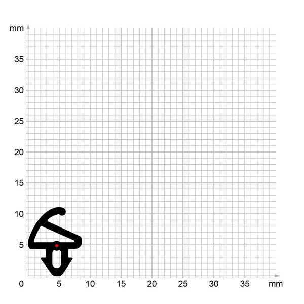 Abbildung einer Dichtung mit Maßen auf einem Millimeterraster
