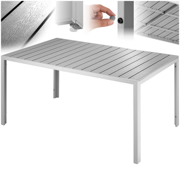 Gartentisch tectake Bianca 150 x 90 x 74,5 cm aus Aluminium und Kunststoff silber/grau