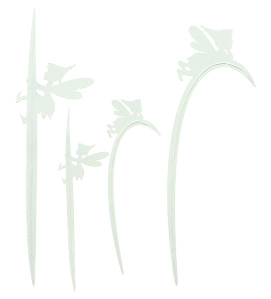 FRANK FLECHTWAREN|Blumenstecker Fee mit Grashalm, 4er Set, 6 x 20,5 cm, 6 x 21 cm, 9,5 x 30 cm, 9 x 32 cm, METALL