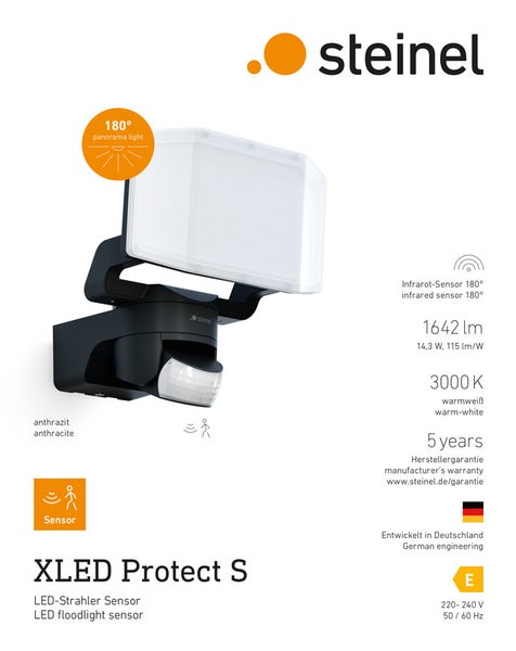 Steinel XLED Protect S LED Strahler mit Sensor, anthrazit