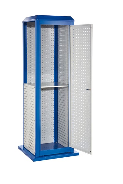 Werkstattschrank mit Lochblechwänden und einer Tür