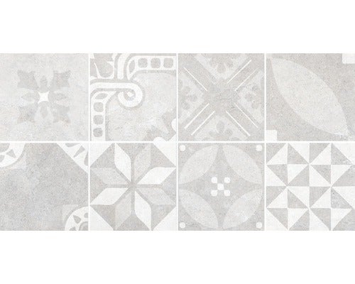 Fliesenmuster mit verschiedenen geometrischen und floralen Designs