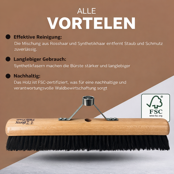 Bürste mit Rosshaar, Synthetikhaar und FSC-zertifiziertem Holz für effektive Reinigung und nachhaltigen Gebrauch